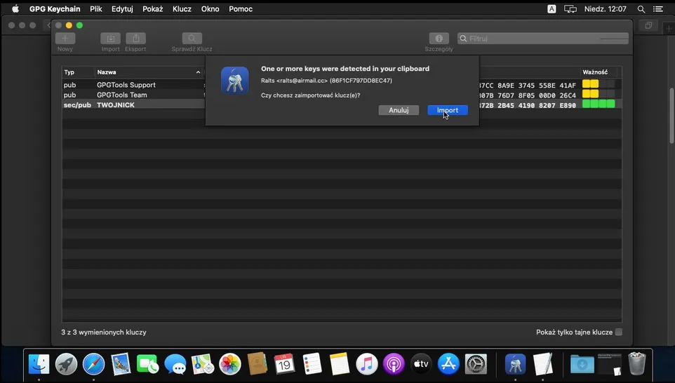Import kluczy 2